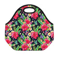 Exotic Hibiscus Flowers Pattern Print Neoprene Lunch Bag