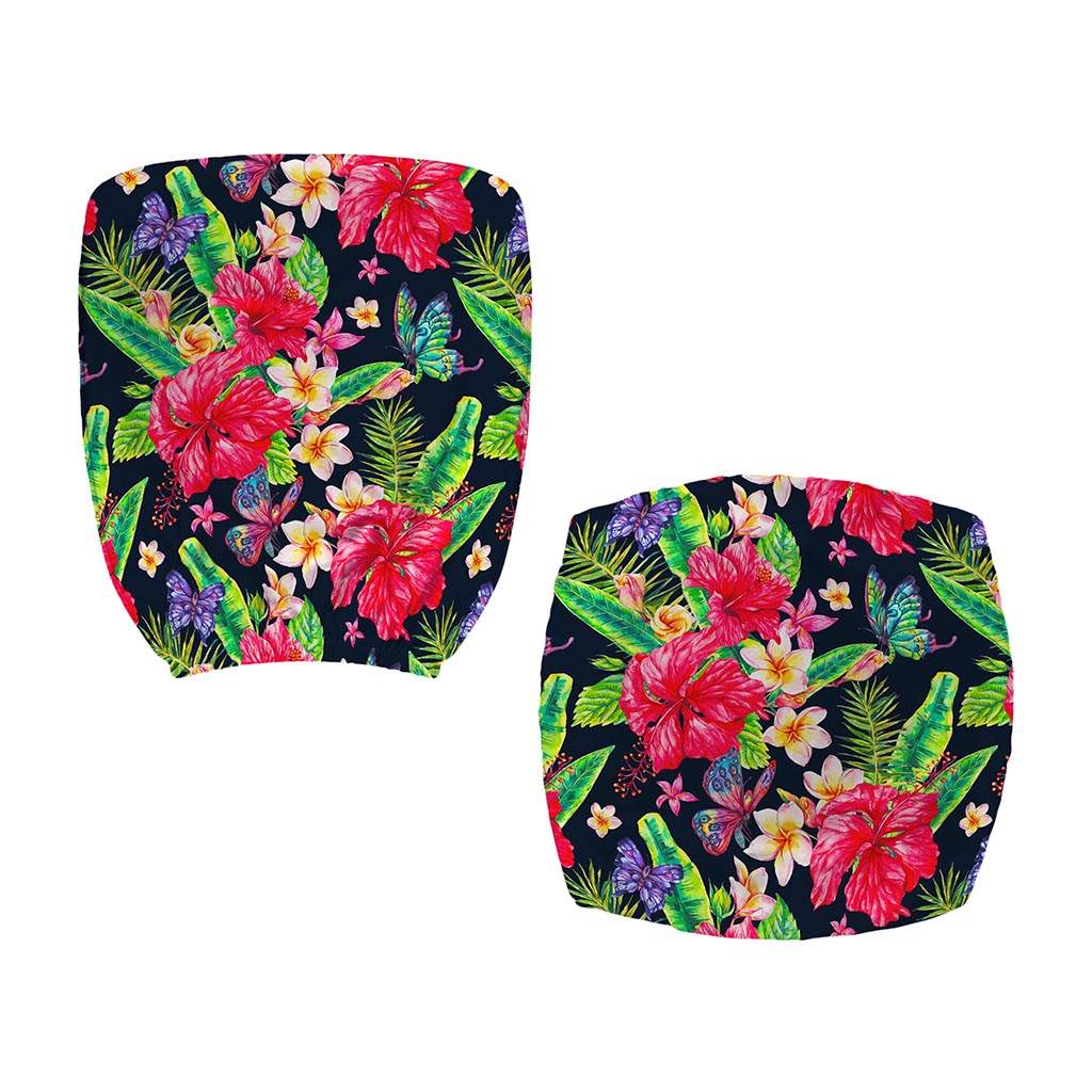 Exotic Hibiscus Flowers Pattern Print Office Chair Cover