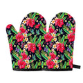 Exotic Hibiscus Flowers Pattern Print Oven Mitts