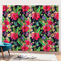 Exotic Hibiscus Flowers Pattern Print Pencil Pleat Curtains