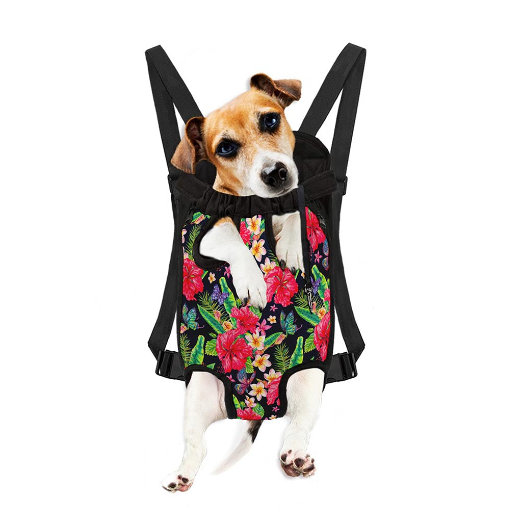 Exotic Hibiscus Flowers Pattern Print Pet Carrier Backpack