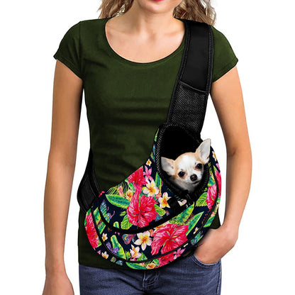 Exotic Hibiscus Flowers Pattern Print Pet Sling Carrier