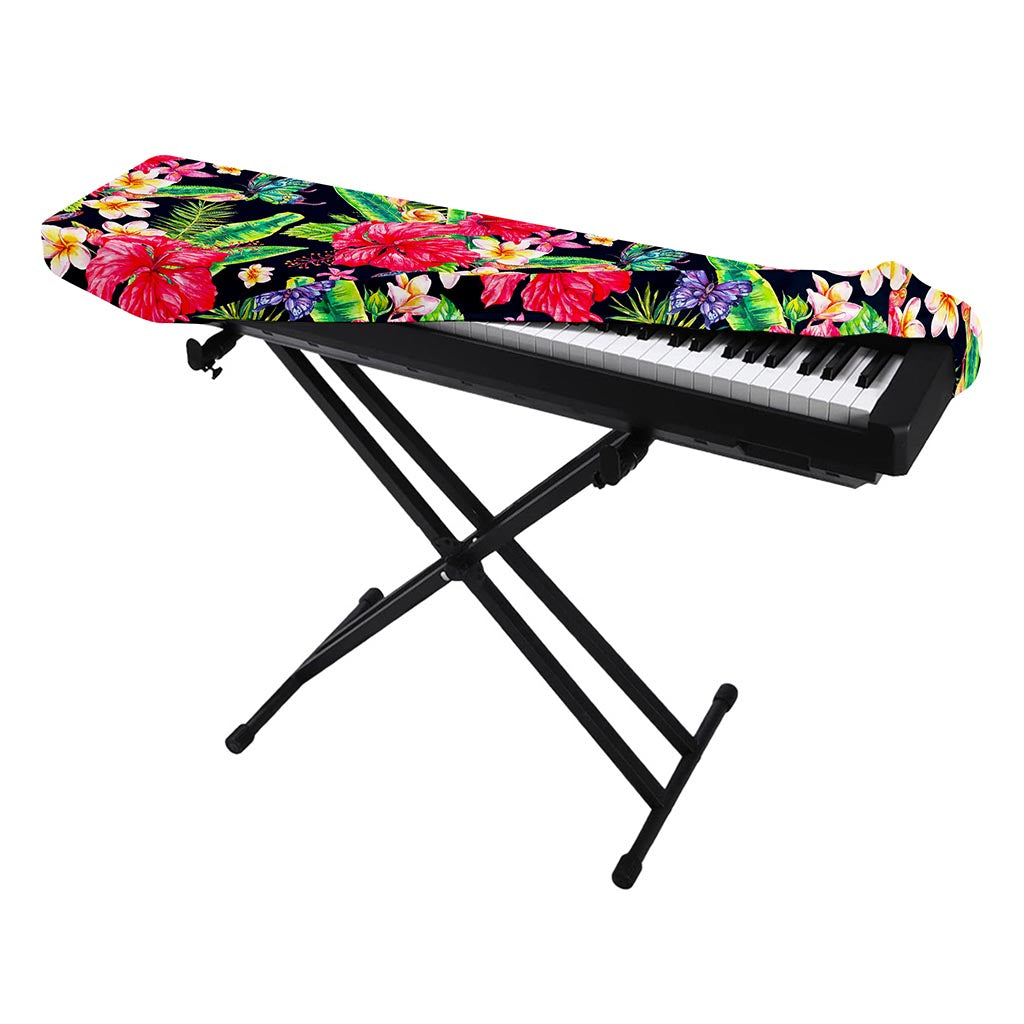 Exotic Hibiscus Flowers Pattern Print Piano Keyboard Cover