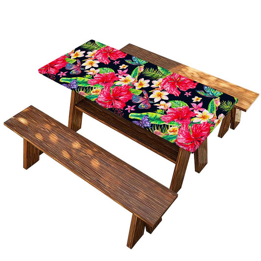Exotic Hibiscus Flowers Pattern Print Picnic Table Cover