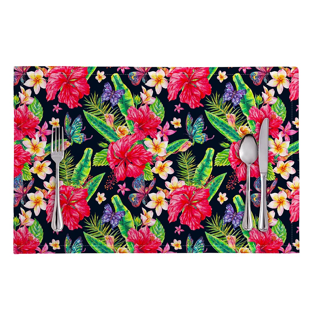 Exotic Hibiscus Flowers Pattern Print Placemat