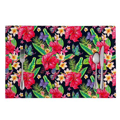 Exotic Hibiscus Flowers Pattern Print Placemat
