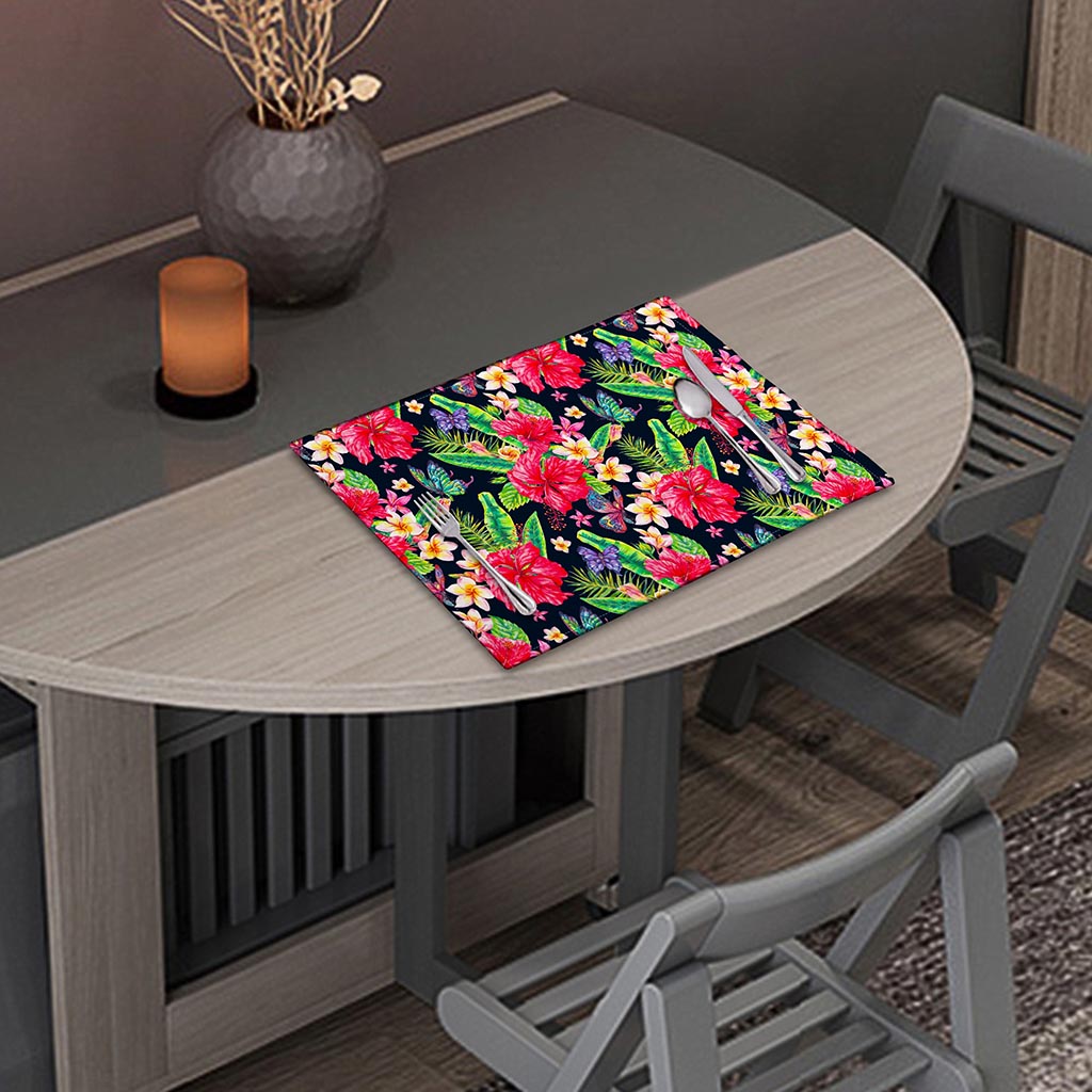 Exotic Hibiscus Flowers Pattern Print Placemat