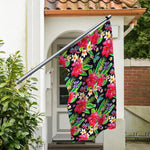Exotic Hibiscus Flowers Pattern Print Polyester Flag