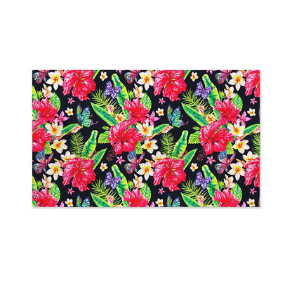 Exotic Hibiscus Flowers Pattern Print Polyester Flag