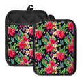 Exotic Hibiscus Flowers Pattern Print Pot Holders With Pocket