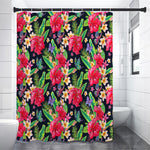 Exotic Hibiscus Flowers Pattern Print Premium Shower Curtain