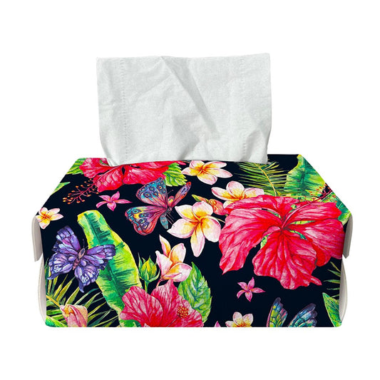 Exotic Hibiscus Flowers Pattern Print Rectangle Tissue Box Cover