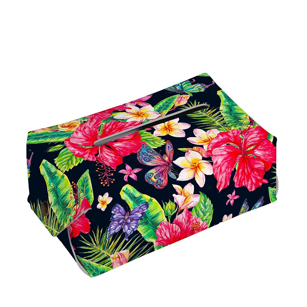 Exotic Hibiscus Flowers Pattern Print Rectangle Tissue Box Cover