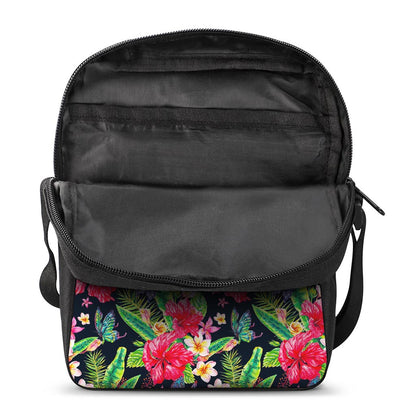Exotic Hibiscus Flowers Pattern Print Rectangular Crossbody Bag