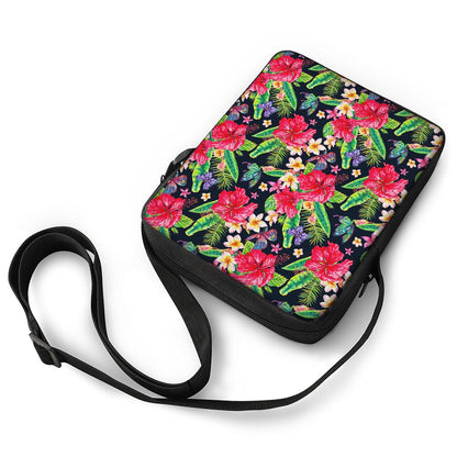 Exotic Hibiscus Flowers Pattern Print Rectangular Crossbody Bag