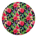Exotic Hibiscus Flowers Pattern Print Round Blanket