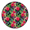 Exotic Hibiscus Flowers Pattern Print Round Floor Mat