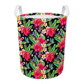 Exotic Hibiscus Flowers Pattern Print Round Laundry Basket
