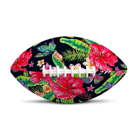 Exotic Hibiscus Flowers Pattern Print Rugby Ball