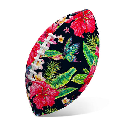 Exotic Hibiscus Flowers Pattern Print Rugby Ball