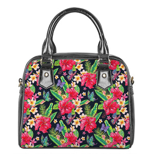 Exotic Hibiscus Flowers Pattern Print Shoulder Handbag