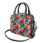 Exotic Hibiscus Flowers Pattern Print Shoulder Handbag