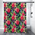 Exotic Hibiscus Flowers Pattern Print Shower Curtain