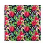 Exotic Hibiscus Flowers Pattern Print Silk Bandana