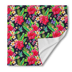 Exotic Hibiscus Flowers Pattern Print Silk Bandana