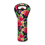 Exotic Hibiscus Flowers Pattern Print Single Neoprene Wine Tote