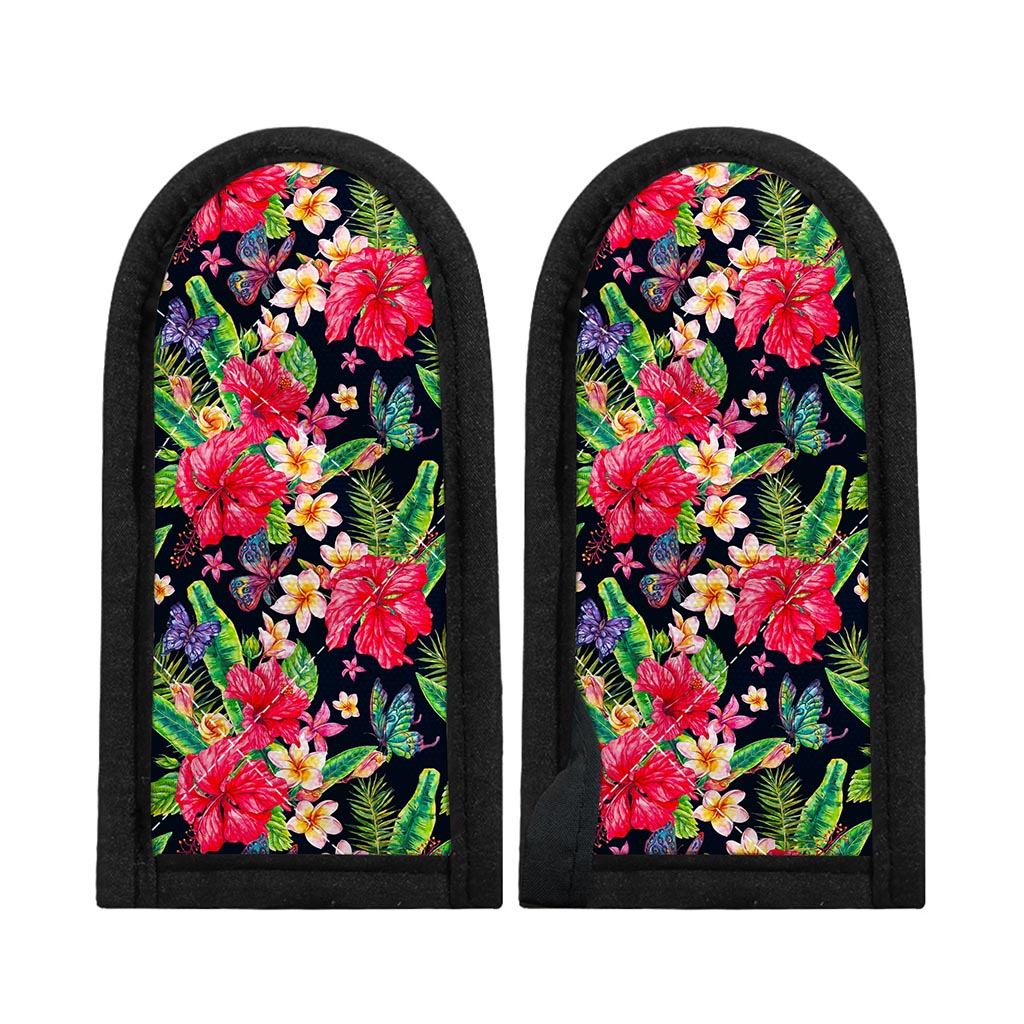 Exotic Hibiscus Flowers Pattern Print Skillet Handle Cover