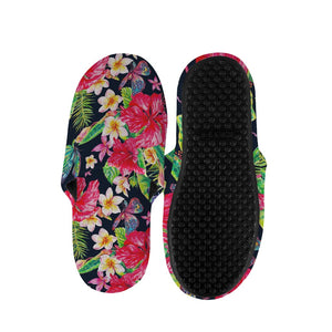 Exotic Hibiscus Flowers Pattern Print Slippers