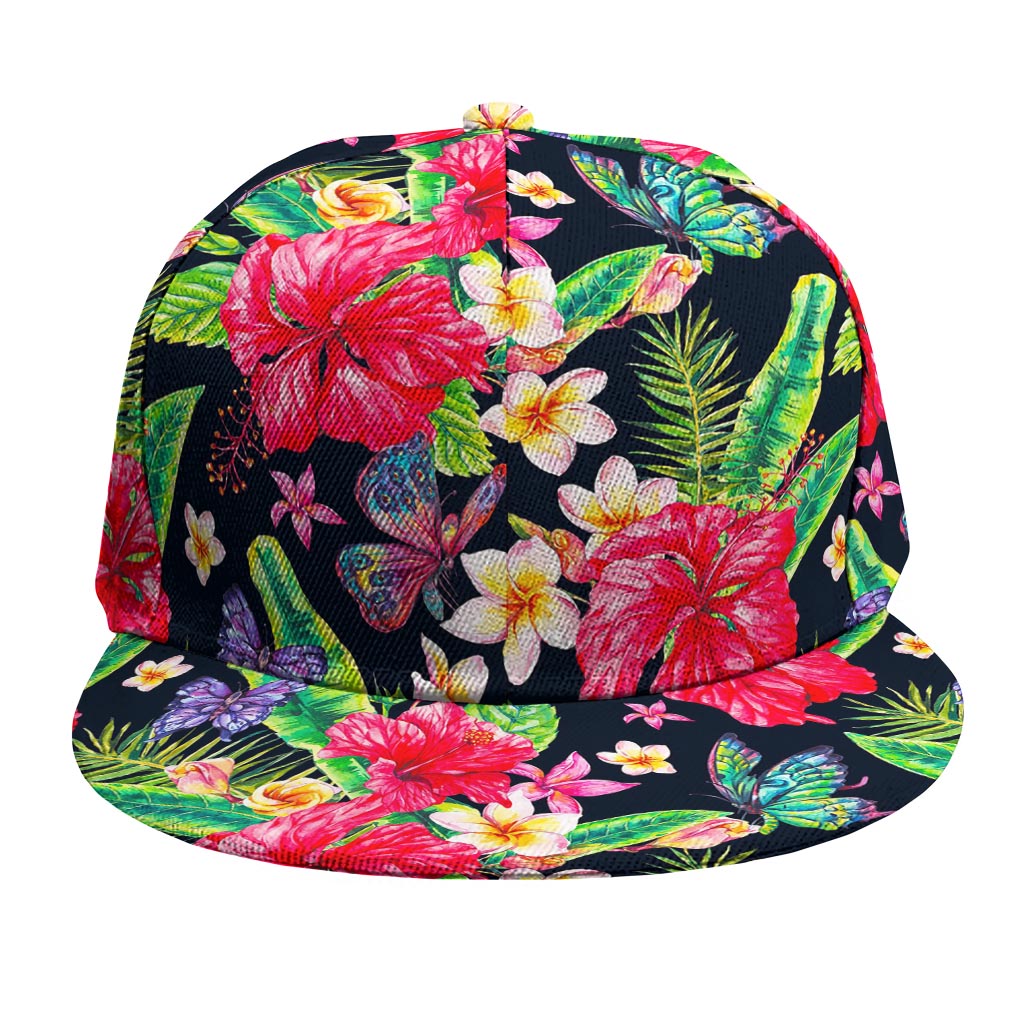 Exotic Hibiscus Flowers Pattern Print Snapback Cap