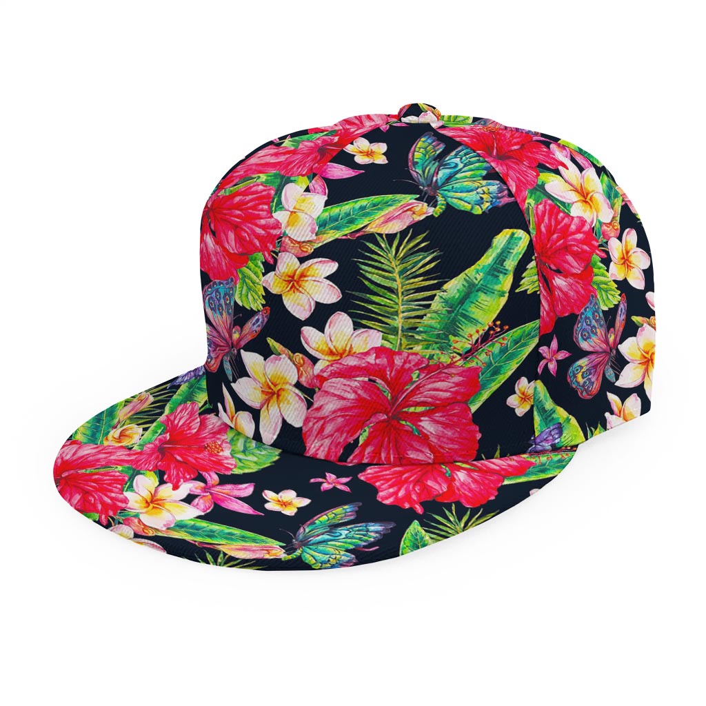 Exotic Hibiscus Flowers Pattern Print Snapback Cap