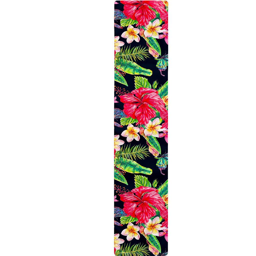 Exotic Hibiscus Flowers Pattern Print Table Runner