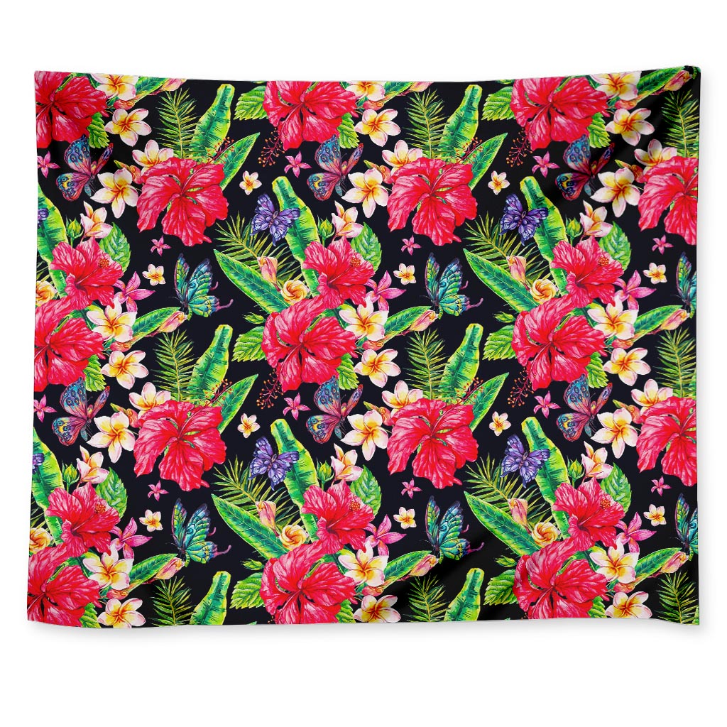 Exotic Hibiscus Flowers Pattern Print Tapestry