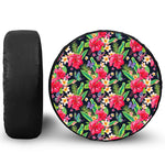 Exotic Hibiscus Flowers Pattern Print Tire Cover