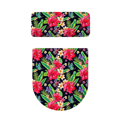 Exotic Hibiscus Flowers Pattern Print Toilet Lid And Tank Cover Set