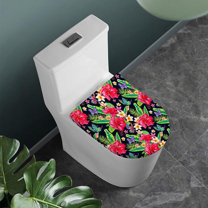Exotic Hibiscus Flowers Pattern Print Toilet Lid Cover