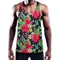 Exotic Hibiscus Flowers Pattern Print Men's Workout Tank Top