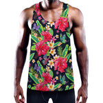 Exotic Hibiscus Flowers Pattern Print Training Tank Top