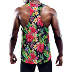 Exotic Hibiscus Flowers Pattern Print Training Tank Top