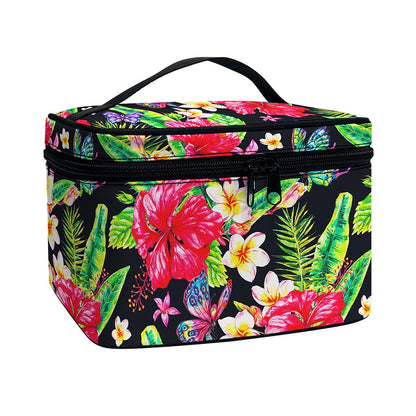 Exotic Hibiscus Flowers Pattern Print Travel Makeup Bag