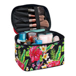 Exotic Hibiscus Flowers Pattern Print Travel Makeup Bag