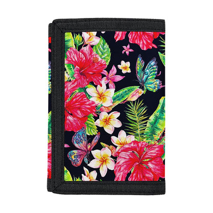 Exotic Hibiscus Flowers Pattern Print Trifold Wallet