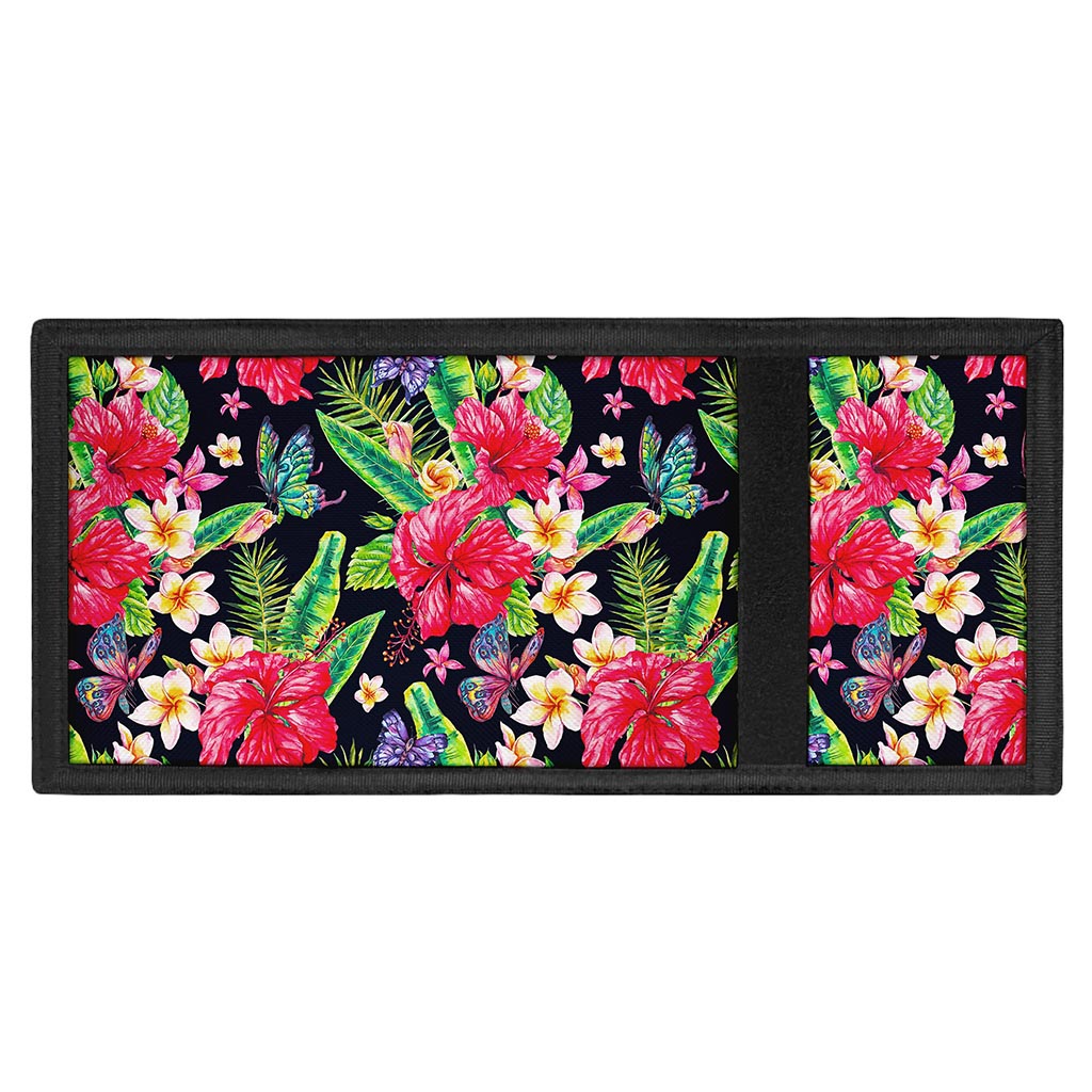 Exotic Hibiscus Flowers Pattern Print Trifold Wallet
