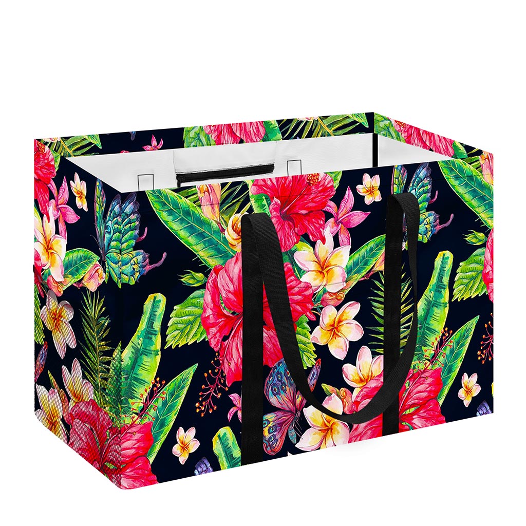 Exotic Hibiscus Flowers Pattern Print Utility Tote Bag