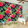 Exotic Hibiscus Flowers Pattern Print Wall Sticker