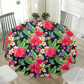 Exotic Hibiscus Flowers Pattern Print Waterproof Round Tablecloth