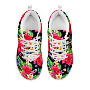 Exotic Hibiscus Flowers Pattern Print White Running Shoes